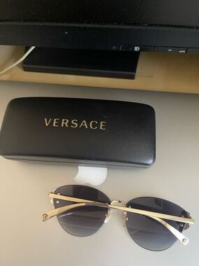 Versace Gold Frame Sunglasses with Black Gradient Lenses